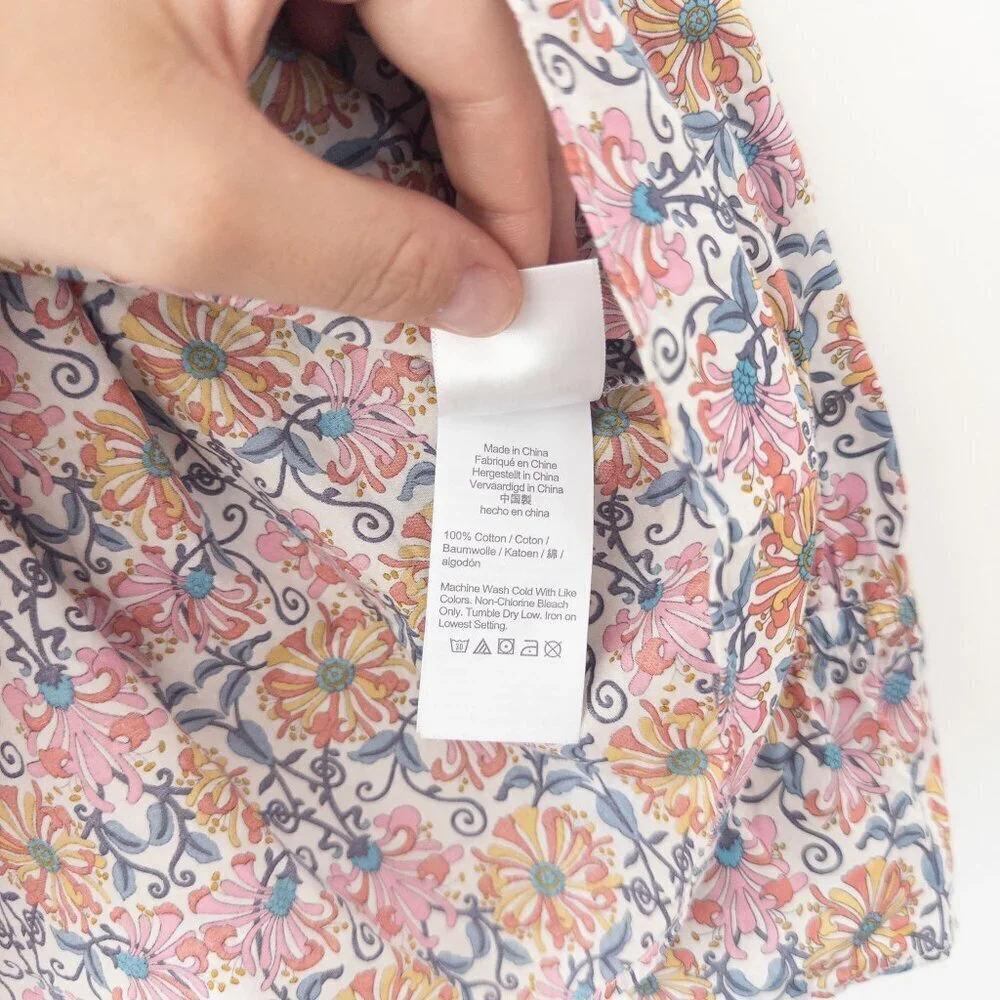 J. Crew x Liberty Honeysuckle Floral Ruffle Neckline Fluted Sleeve Top